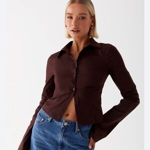 Beautiful chocolate brown Gauze button up
